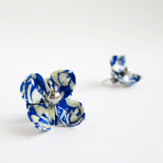 Náušnice "Modrobílé variace" (lotos)