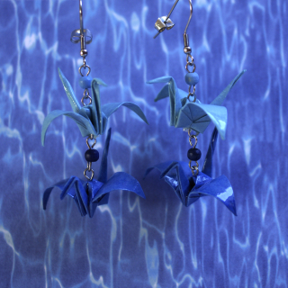 Náušnice "Modré dálky lákají" (jeřáb)