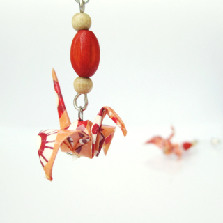 Náušnice "Oranžová ornamentální" (jeřáb)