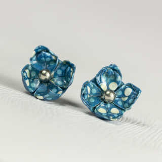 Náušnice "Modré květy v rozpuku" (lotos)
