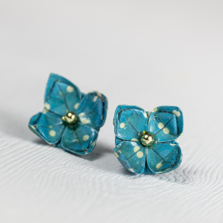 Náušnice "Modrý s puntíky" (lotos)