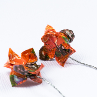 Náušnice "Nalezeno v lese" (dvojitý lotos na řetízku)