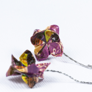 Náušnice "Švestková láska" (dvojitý lotos na řetízku)