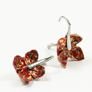 Náušnice "Rudé květy" (lotosy)