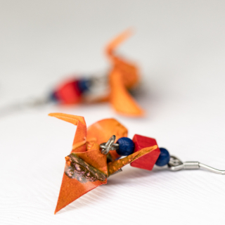 Náušnice "Nalezeno v lese" (jeřáb)