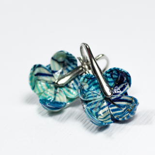 Náušnice "Modrá tráva" (lotosy)