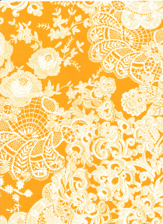 438 Oranžový s bílými květy