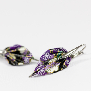 Náušnice "Fialky v noci" (listy)