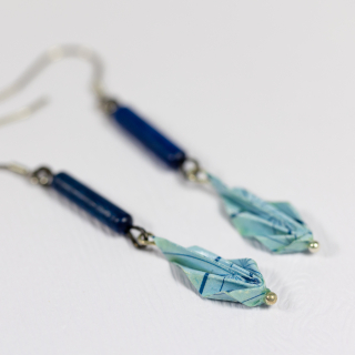 "Geometrie v modré" - náušnice listy