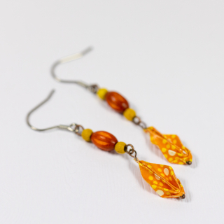 "Ohnivý květ" - náušnice listy