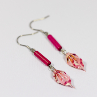 "Studiev růžové" - náušnice listy