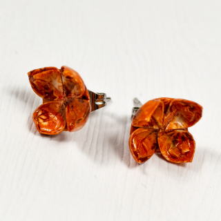 Náušnice "Ohnivá zima" - lotosy malé