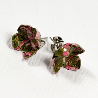 Náušnice "Růžová s maskáčem" - lotosy malé