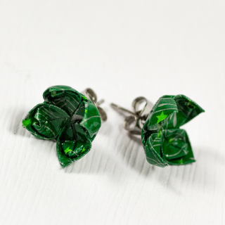 Náušnice "Zelená zima" - lotosy malé