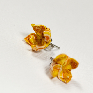 Náušnice "Žluté paisley" - lotosy malé