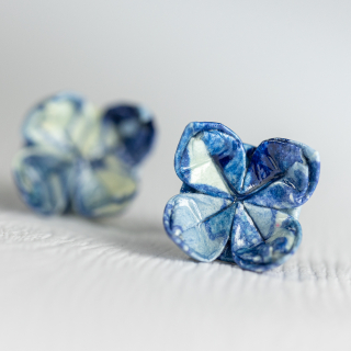 Náušnice "Modrotisk" - lotosy malé