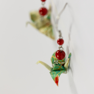 Náušnice "Dotek jara" (jeřáb s lorálem)