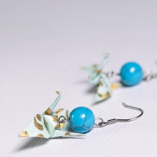 Náušnice "Elegance v blankytu" (jeřáb s tyrkenitem)