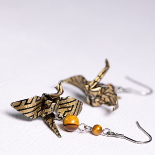 Náušnice "Ciky caky" (jeřáb s tygřím okem)