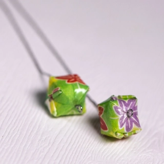 Náušnice "Barevné listí" (vodní bomba na řetízku)