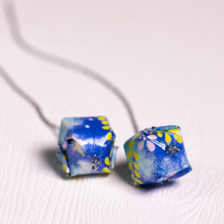 Náušnice "Modrá louka" (vodní bomba na řetízku)