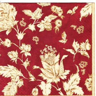 Ubrousek Červený s béžovými květy