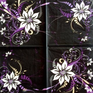 Ubrousek Černo fialové květy