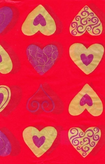 234 Červený se zlatými srdíčky