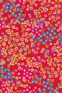 383 Červený s květinami