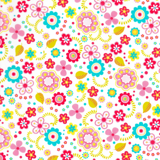 433 bílý s retro květinami