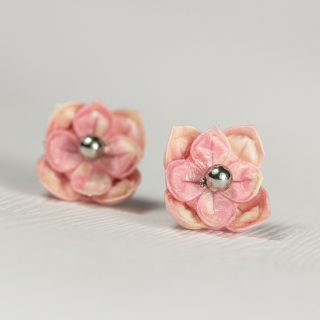 Náušnice "Kvítka růžová" (plnokvětý lotos)