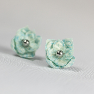 Náušnice "Květinky blankytné" (lotos plnokvětý)