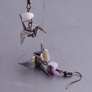 Náušnice "Fialový měsíc" (jeřáb s perletí)